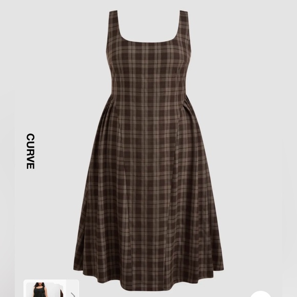 Brown Plaid Midi Dress - Picture 1 of 1
